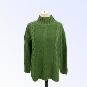 BB Dakota Surplus Green Cable Knit Tunic Sweater NWT Small